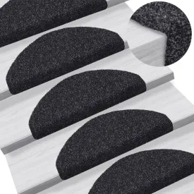 15 pcs Self-adhesive Stair Mats Needle Punch 65x21x4 cm Black