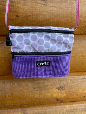 3 Zip Bag Purple- Polka Dots print Fabric