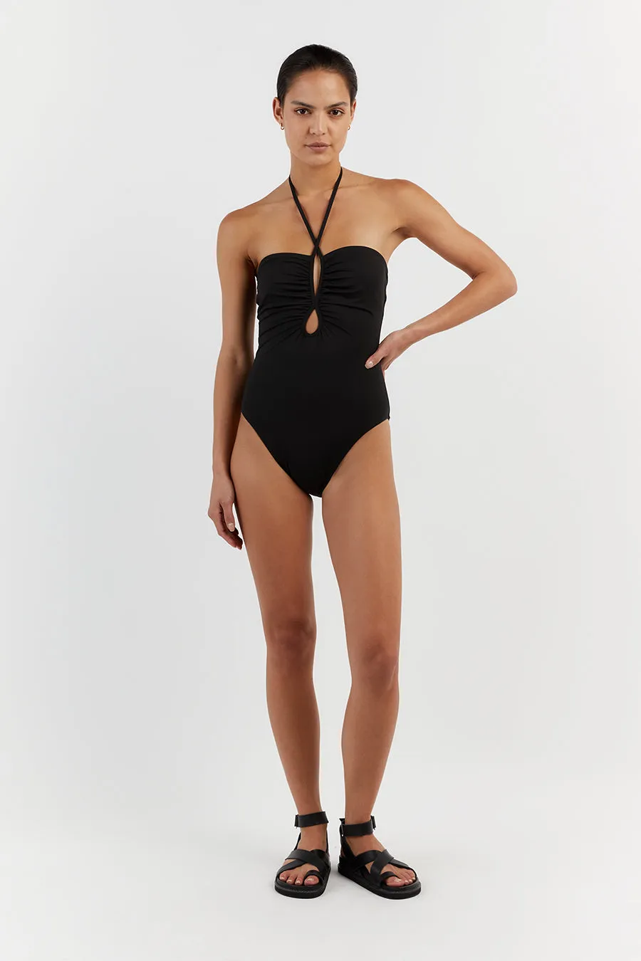 AMAYA BLACK HALTER ONE PIECE