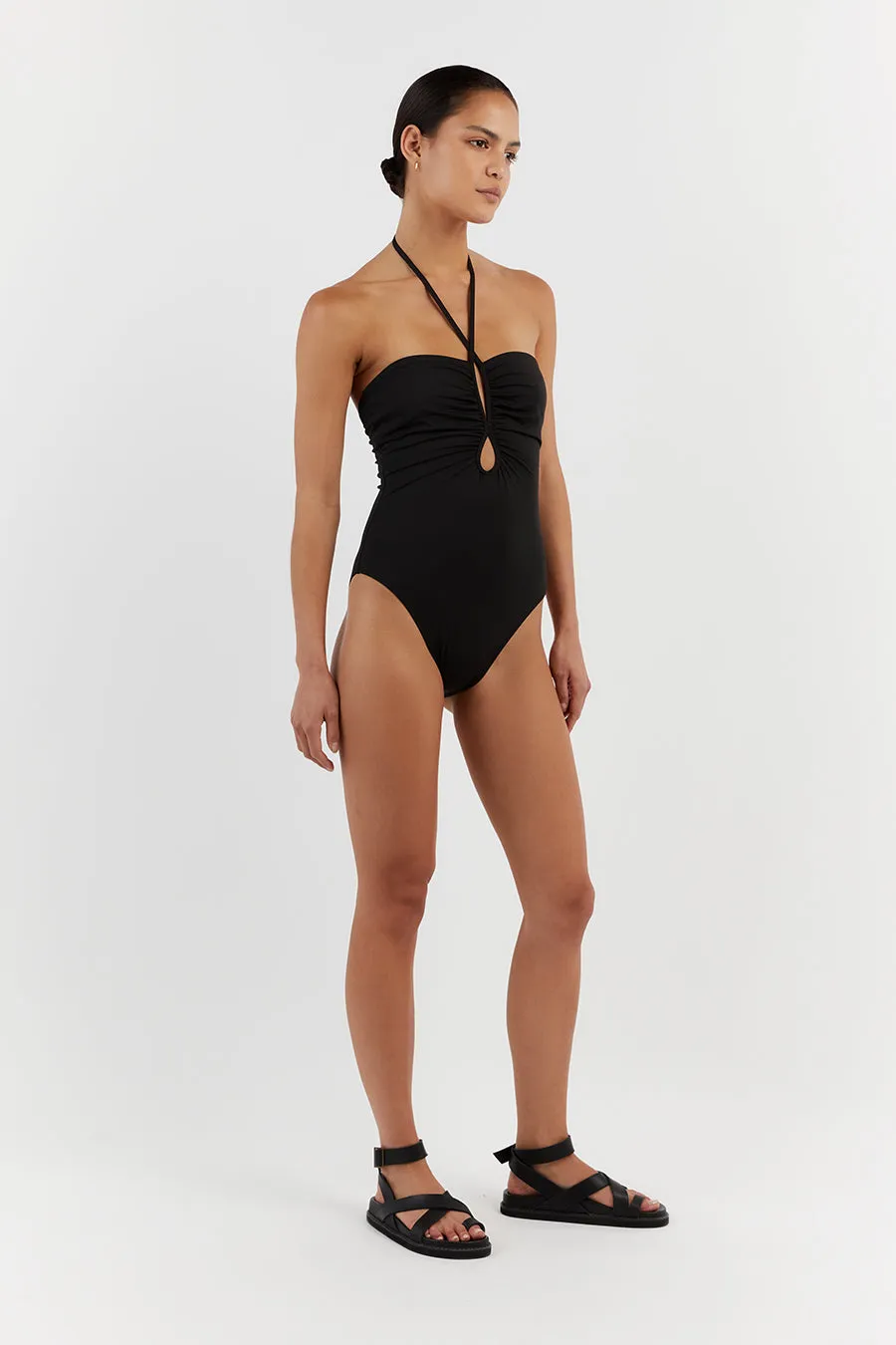 AMAYA BLACK HALTER ONE PIECE