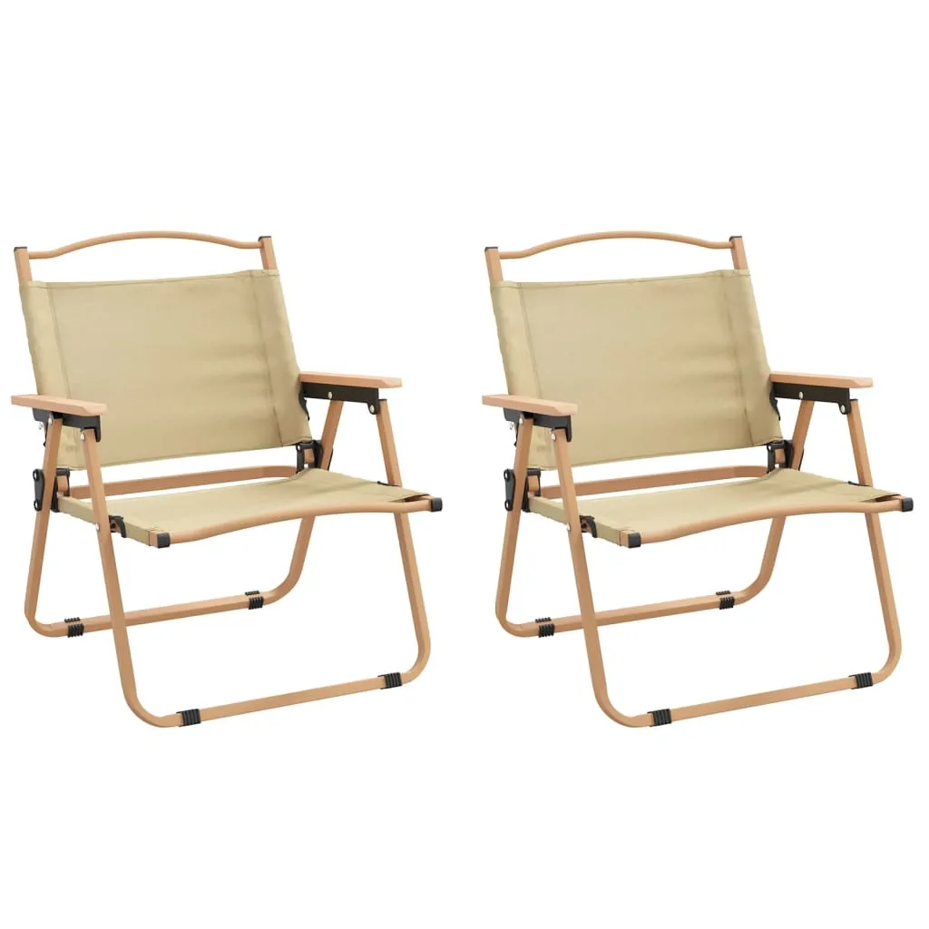 Camping Chairs 2 pcs Beige 54x43x59cm Oxford Fabric