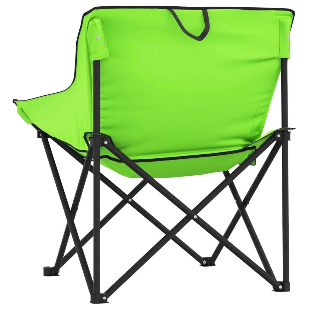 Camping Chairs with Pocket Foldable 2 pcs Green