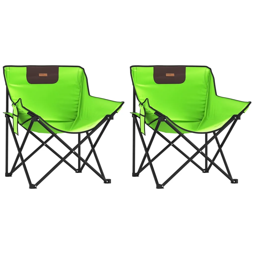 Camping Chairs with Pocket Foldable 2 pcs Green