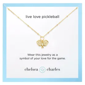 CC Sport Pavé Pickleball Charm Necklace - Gold