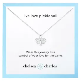 CC Sport Pavé Pickleball Charm Necklace - Silver