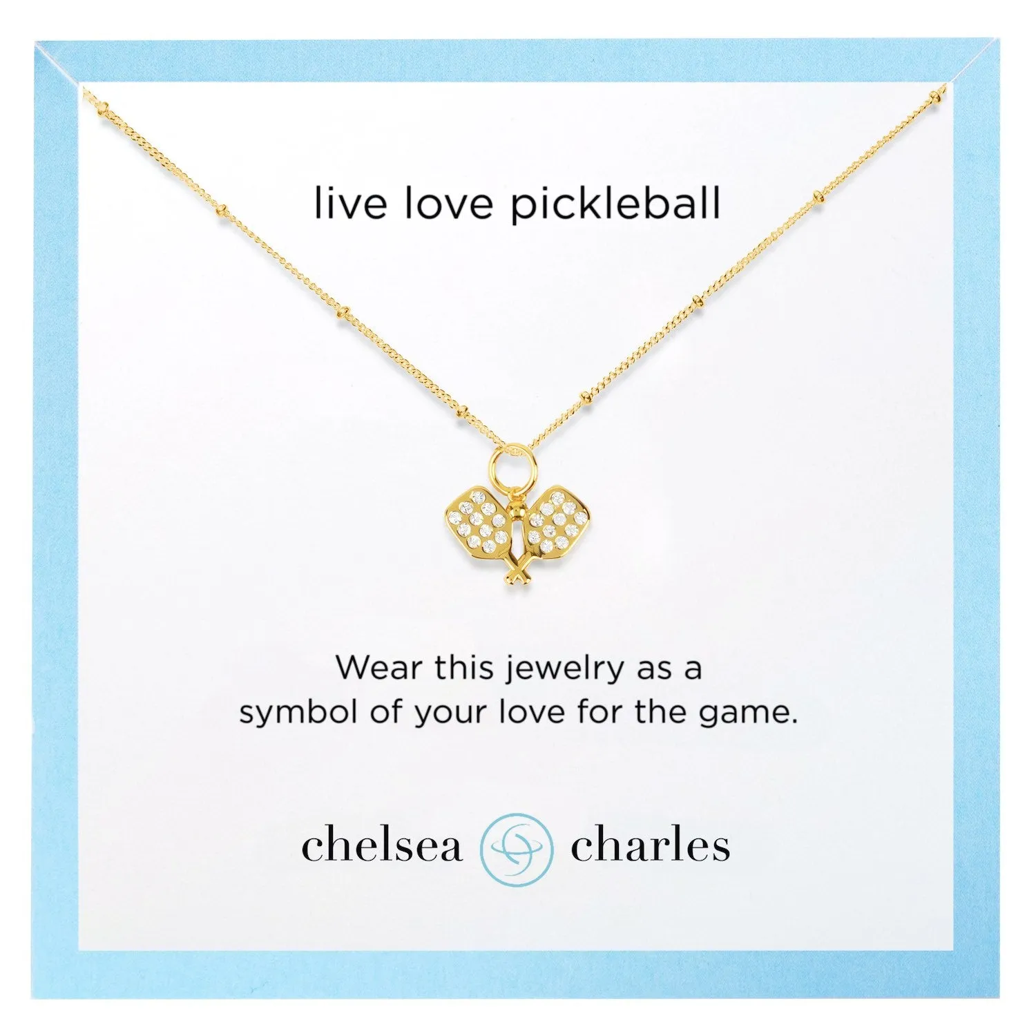 CC Sport Pavé Pickleball Charm Necklace - Silver