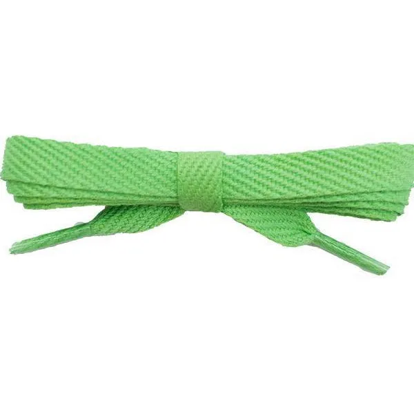 Cotton Flat 3/8" Laces Custom Length with Tip - Lime (1 Pair Pack) Shoelaces