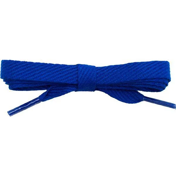 Cotton Flat 3/8" Laces Custom Length with Tip - Royal Blue (1 Pair Pack) Shoelaces