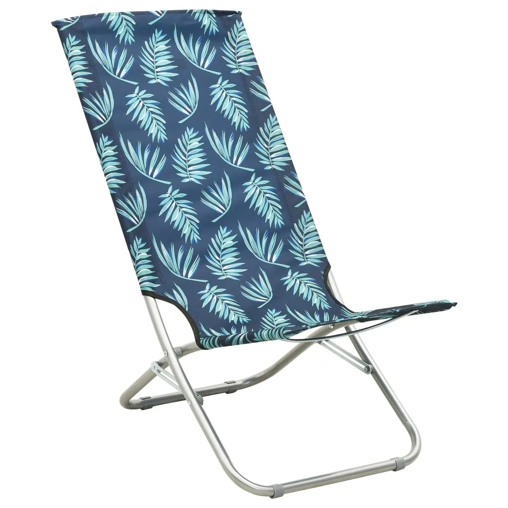 Folding Beach Chairs 2 pcs Leaf Print Fabric