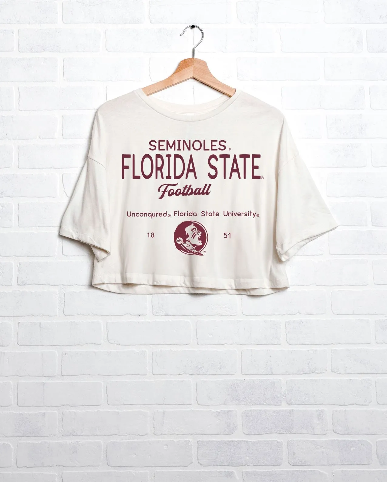 FSU Seminoles Shot Off Off White Cropped Tee