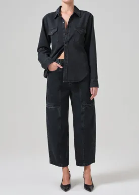 Gianna Seamed Cropped Baggy in Washed Black