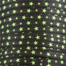 Glitter Flat Laces Custom Length with Tip - Neon Green Stars (1 Pair Pack) Shoelaces