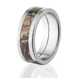 Hammered Finish AP Camo Rings, Realtree AP Camo Wedding Bands