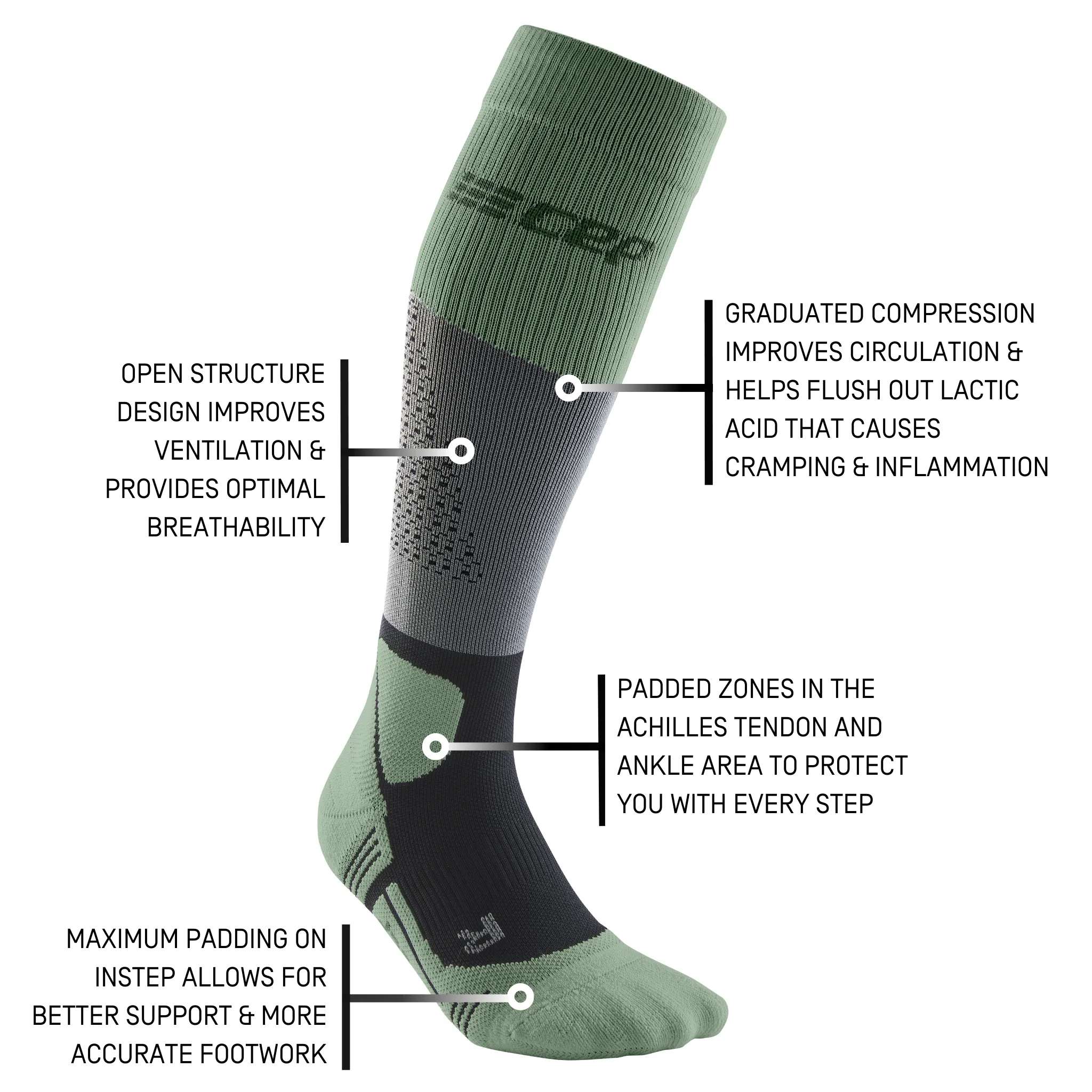 Hiking Max Cushion Tall Compression Socks, Women