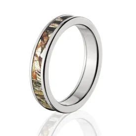 Licensed Mossy Oak Duck Blind Camo Rings, Premium High Polish Finish Camo Bands, Cobalt Camo Rings