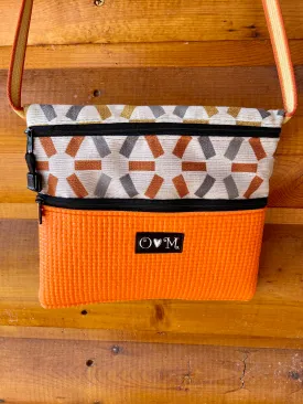 Lily Orange Crossbody bag- Geometric Print Home Dec Fabric