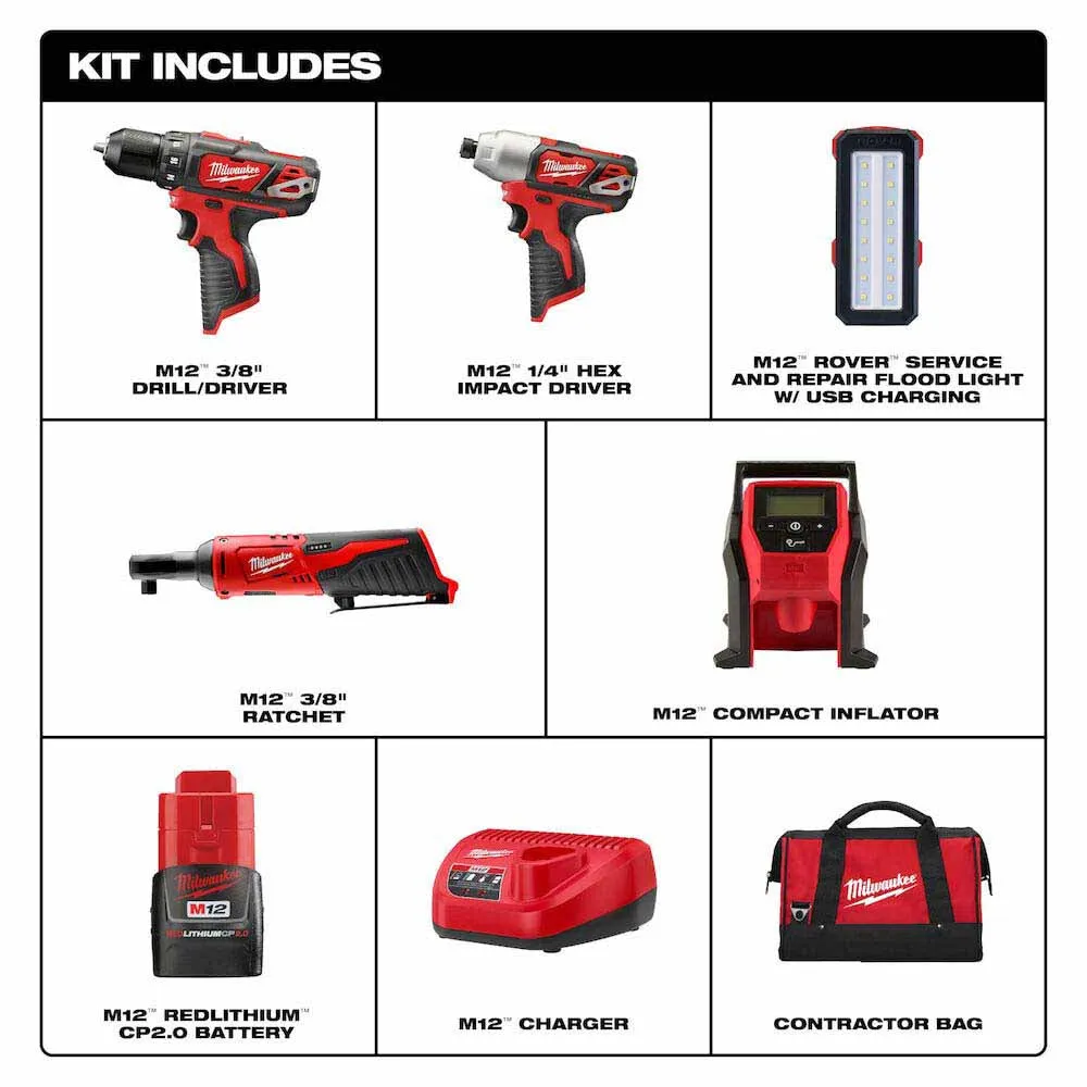 Milwaukee 2494-25 M12 5PC Combo Kit