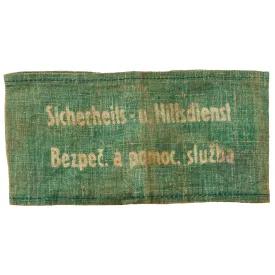 Original German WWII Occupied Czechoslovakia Sicherheits und Hilfsdienst (SHD) Security and Assistance Service Armband