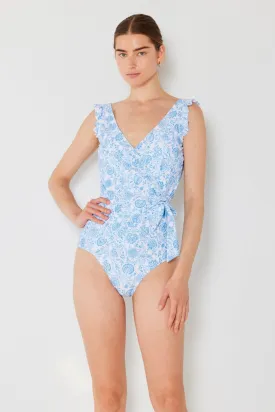 Ruffle Faux Wrap One-Piece Swimsuit