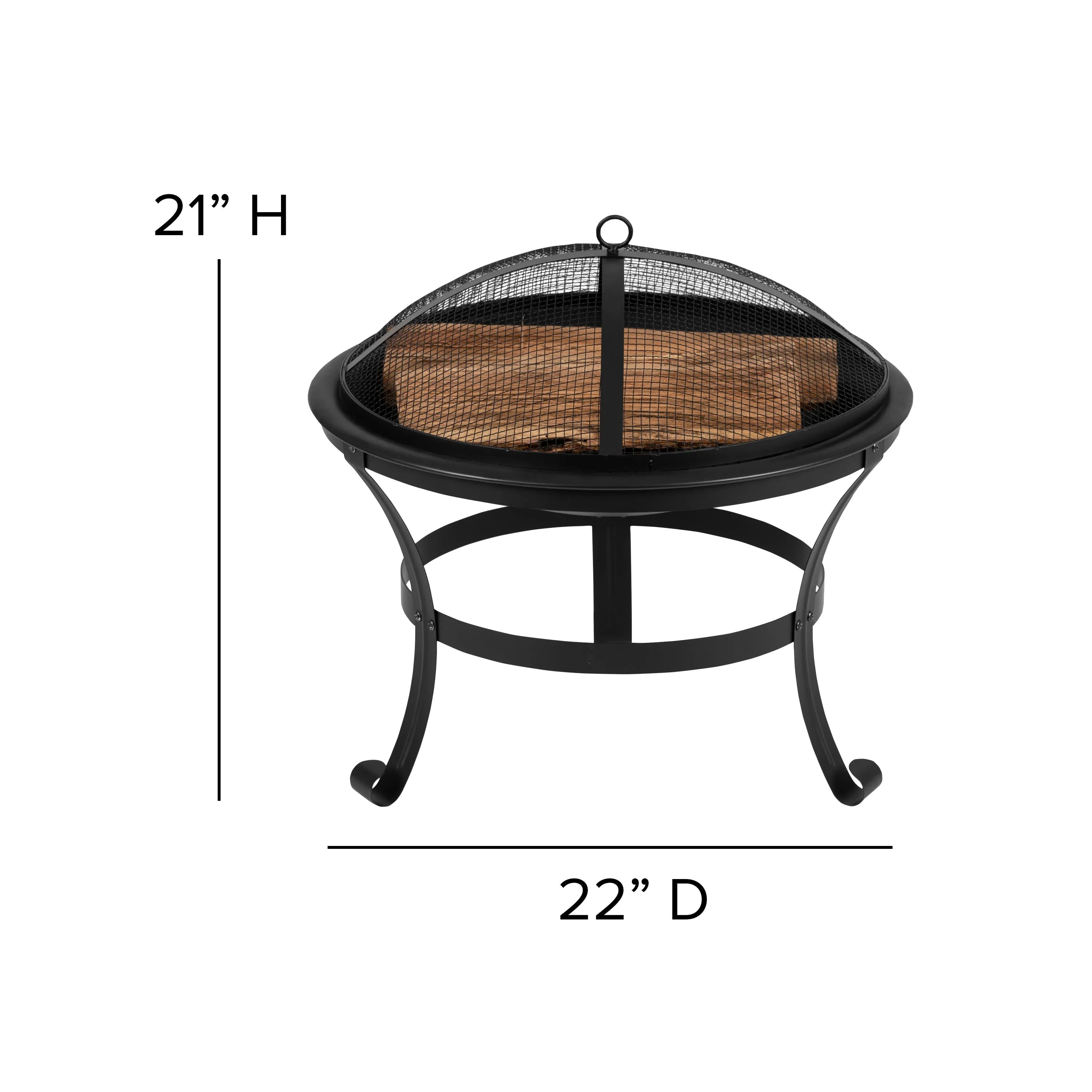 Savannah Set of 4 All-Weather Poly Resin Wood Adirondack Rocking Chairs with 22" Round Wood Burning Fire Pit