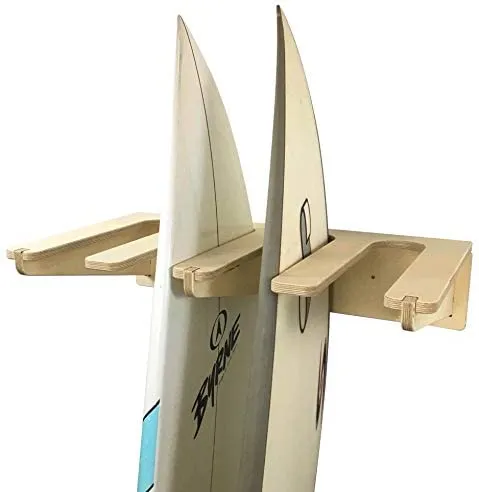 Surfboard Wall Rack - Wooden Vertical Quad Cradle