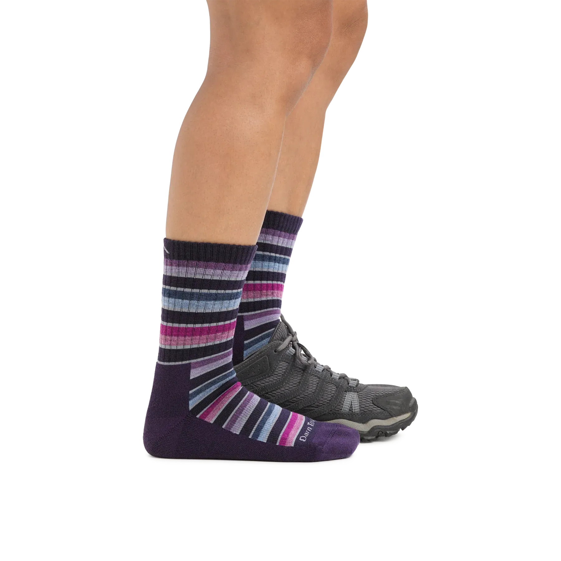 Women's Decade Stripe Micro Crew Midweight Hiking Sock - Blackberry