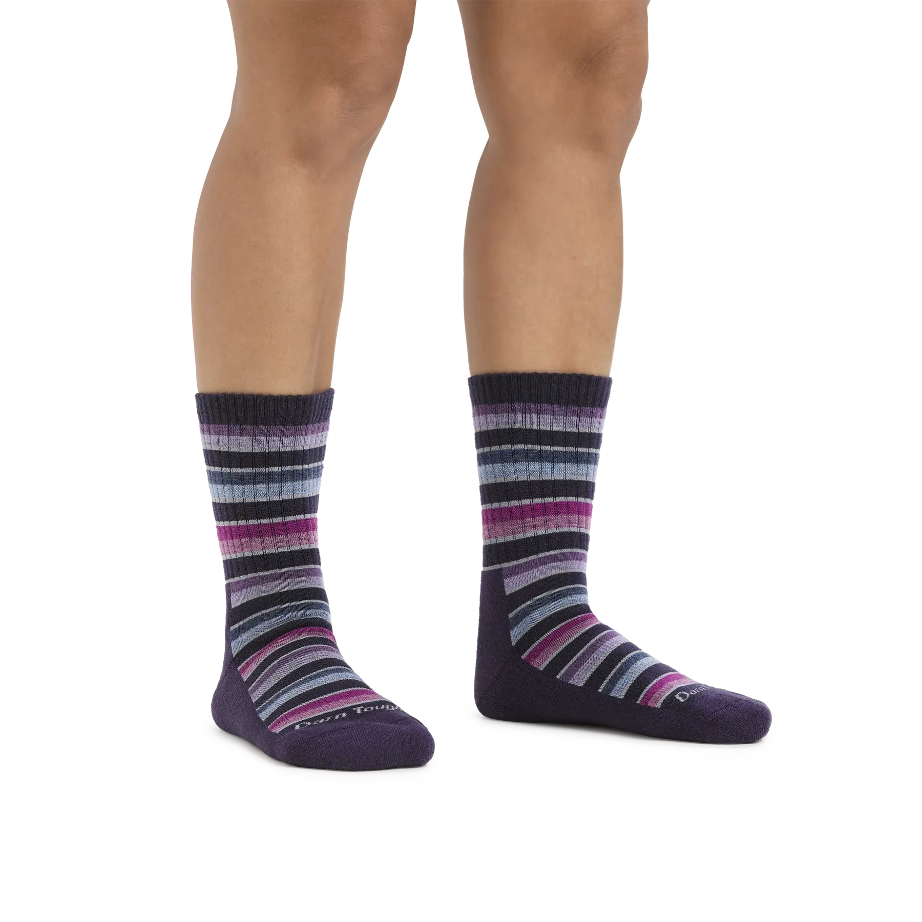 Women's Decade Stripe Micro Crew Midweight Hiking Sock - Blackberry